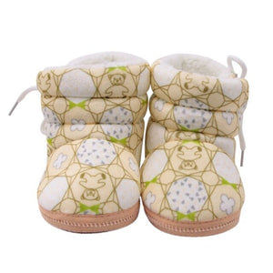 Winter Warm Baby Print Boots Toddler Lace Up First Walkers baby Girls Boys All-match Shoes Soft Sole Winter Booties for 0-18M