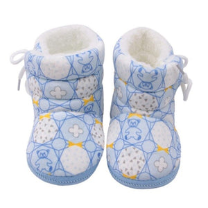 Winter Warm Baby Print Boots Toddler Lace Up First Walkers baby Girls Boys All-match Shoes Soft Sole Winter Booties for 0-18M