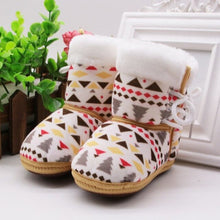 Load image into Gallery viewer, Winter Warm Baby Print Boots Toddler Lace Up First Walkers baby Girls Boys All-match Shoes Soft Sole Winter Booties for 0-18M