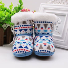 Load image into Gallery viewer, Winter Warm Baby Print Boots Toddler Lace Up First Walkers baby Girls Boys All-match Shoes Soft Sole Winter Booties for 0-18M