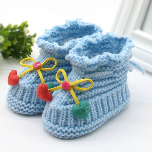 Woolen Baby Shoes Infants Crochet Knit Fleece Warm Boots Toddler Girl Boy Wool Snow Crib Shoes Winter Booties