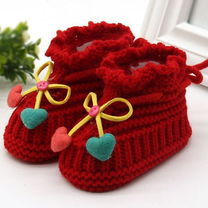 Woolen Baby Shoes Infants Crochet Knit Fleece Warm Boots Toddler Girl Boy Wool Snow Crib Shoes Winter Booties