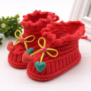 Woolen Baby Shoes Infants Crochet Knit Fleece Warm Boots Toddler Girl Boy Wool Snow Crib Shoes Winter Booties