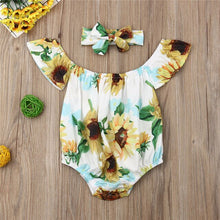 Load image into Gallery viewer, Infant Baby Girl Summer Romper Playsuit Jumpsuit+Headband 2Pcs Toddler Kids Sunsuit Rompers Holiday Clothes Outfits Set Clothing