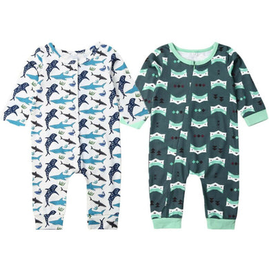 2019 Toddler Baby Boy Girl Cartoon Printed Romper Babies Long Sleeve Fall Jumpsuit Holiday Outfits