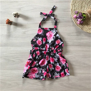 New Arrival Girls Halter Romper Cute Floral Printing Children Summer Outwear Clothing Casual Holiday Jumpsuit One-piece Romper