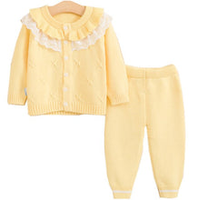 Load image into Gallery viewer, 2018 Newborn Girls Cardigan Pant Clothing Sets Baby Kids Clothes Cotton Sweater Full Sleeve Lace Knitted Sweaters Coat+Trousers