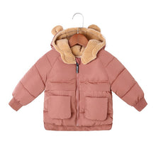 Load image into Gallery viewer, New Kids Winter Clothes Boys Girls Bear Hooded Warm Plus Velvet Down Jackt Baby Cotton Thicken Outerwear Snowsuit Child Clothes