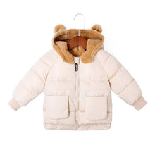 Load image into Gallery viewer, New Kids Winter Clothes Boys Girls Bear Hooded Warm Plus Velvet Down Jackt Baby Cotton Thicken Outerwear Snowsuit Child Clothes