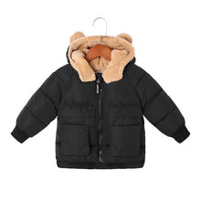 Load image into Gallery viewer, New Kids Winter Clothes Boys Girls Bear Hooded Warm Plus Velvet Down Jackt Baby Cotton Thicken Outerwear Snowsuit Child Clothes
