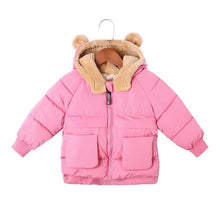 Load image into Gallery viewer, New Kids Winter Clothes Boys Girls Bear Hooded Warm Plus Velvet Down Jackt Baby Cotton Thicken Outerwear Snowsuit Child Clothes