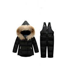 Load image into Gallery viewer, Baby Girls Winter Clothes 2017 Luxury Brand 1-3 Age Down Thick Warm Fleece Winter Jacket Fur Hooded Jackt+trousers Ski Suit