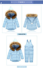 Load image into Gallery viewer, Baby Girls Winter Clothes 2017 Luxury Brand 1-3 Age Down Thick Warm Fleece Winter Jacket Fur Hooded Jackt+trousers Ski Suit