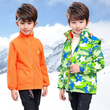 Load image into Gallery viewer, Children&#39;s Jackets Baby Boy Cartoon Printing Camouflage Three-in-one Mauntaineering Jackts Outdoor Sports Clothes For Kids 3-10Y