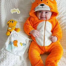 Load image into Gallery viewer, CYSINCOS Winter Warm Infant Jumpsuits Fleece Baby Boy Girl Cute Tiger Outwear Cotton Jackte Newborn Clothes Hooded Baby Coats