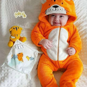 CYSINCOS Winter Warm Infant Jumpsuits Fleece Baby Boy Girl Cute Tiger Outwear Cotton Jackte Newborn Clothes Hooded Baby Coats