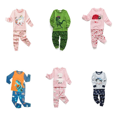 HereNice Children Toddler Kids Baby Boys Girls Truck Dinosaur Mermaid Flamingo Unicorn Reindeer Sleepwear Suit Set Pjs Pajamas