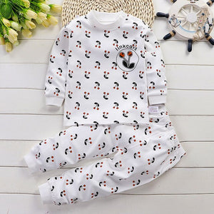 Cute Girl Pajamas Kid Cartoon Dot Sleepwear Baby Clothing Set Autumn Cotton Nightwear Boys Animal Pyjamas Set Children Sleepwear