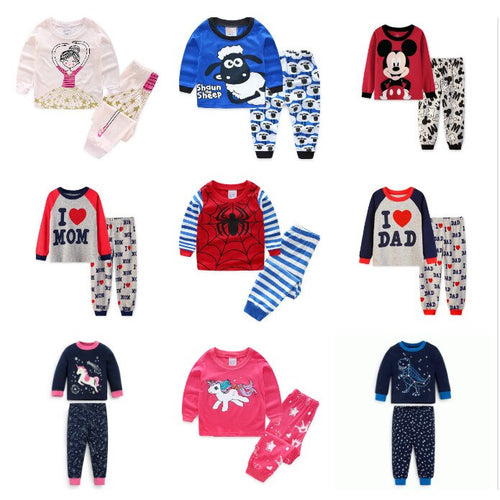 Children Boy Pajamas Sets 2019 Boys Sleevewear Cartoon long sleeve pyjamas Tops+Pants 2 Pieces Kids Baby Gils CLothing Set