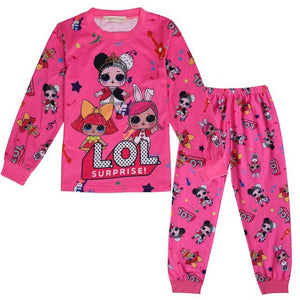 Toddler Kids Baby Girl Clothes Cartoon Doll Children's LOl Home Service Two-piece Baby Girl Pajamas Set  Kids Christmas Pajamas