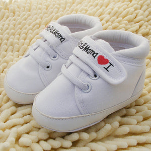 Baby Shoes I Love PaPa&MaMa Letter Printed Soft Bottom Footwear Heart-shaped 0-18M Newborn First walker