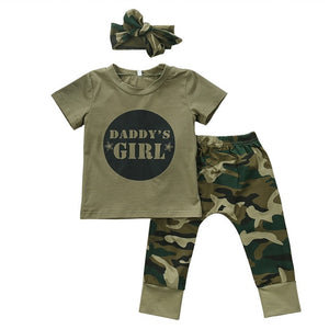 Summer Casual Baby Clothing Newborn Baby Boys Girls Camouflage Short Sleeve Letter T shirt Tops Pants Outfits Set Clothes 0-24M