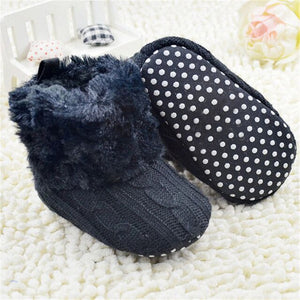 Baby Infants Crochet Knit Fleece Boots Toddler Girl Boy Snow Crib Shoes Winter Booties Baby Shoes First Walkers