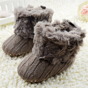 Baby Infants Crochet Knit Fleece Boots Toddler Girl Boy Snow Crib Shoes Winter Booties Baby Shoes First Walkers