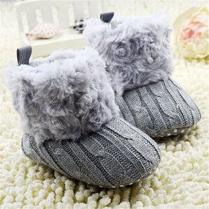 Baby Infants Crochet Knit Fleece Boots Toddler Girl Boy Snow Crib Shoes Winter Booties Baby Shoes First Walkers