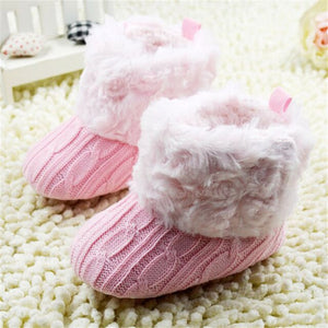 Baby Infants Crochet Knit Fleece Boots Toddler Girl Boy Snow Crib Shoes Winter Booties Baby Shoes First Walkers