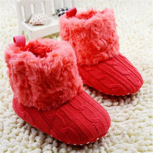 Baby Infants Crochet Knit Fleece Boots Toddler Girl Boy Snow Crib Shoes Winter Booties Baby Shoes First Walkers