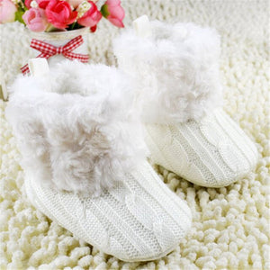 Baby Infants Crochet Knit Fleece Boots Toddler Girl Boy Snow Crib Shoes Winter Booties Baby Shoes First Walkers