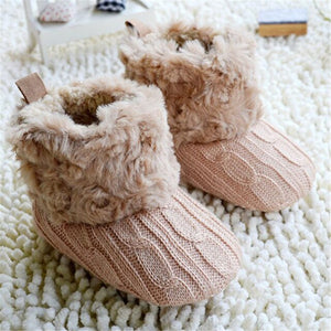 Baby Infants Crochet Knit Fleece Boots Toddler Girl Boy Snow Crib Shoes Winter Booties Baby Shoes First Walkers