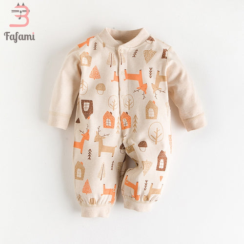 2018 Baby Romper Autumn Long Sleeves 100% Organic Cotton Comfortable Baby Pajamas Cartoon Printed Newborn Baby Boy Girl Clothes