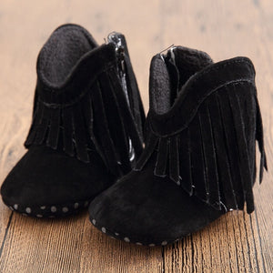 Moccasin Moccs Newborn Baby Girl Boy Kids Prewalker Solid Fringe Shoes Infant Toddler Soft Soled Anti-slip Boots Booties 0-1Yea