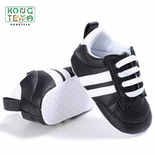 Load image into Gallery viewer, Pu Leather Stripe Pattern baby Sports Sneakers Infant Toddler Soft Anti-slip baby Shoes Newborn Baby Boys Girls firstwalkers