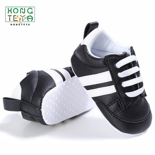 Pu Leather Stripe Pattern baby Sports Sneakers Infant Toddler Soft Anti-slip baby Shoes Newborn Baby Boys Girls firstwalkers