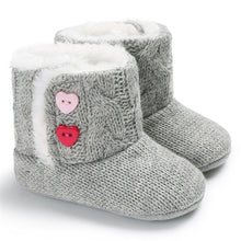 Load image into Gallery viewer, heart pattern Newborn Crochet Knitted Boots Winter Toddler Baby Girl Boy Wool Crib Fur Shoes Warm Booties Soft Sole bebe sapatos